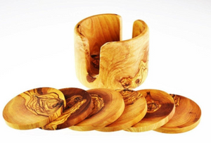 Olive wood coasters, Set of 6 - 708325159617