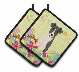 Easter Eggs Dog Pair of Pot Holders - 638508766885