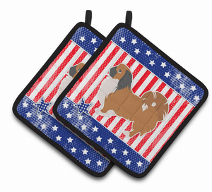 USA Patriotic Dog Art Pair of Pot Holders - 638508524218