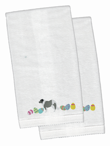 Easter Dog Design White Embroidered Plush Hand Towel Set of 2 - 652259232543