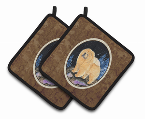 Starry Night Chow Chow Pair of Pot Holders - 638508360557