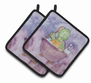 Animal Bathing Watercolor Pair of Pot Holders - 638508838681