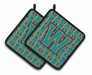 Monogram Football Pair of Pot Holders - 638508399830