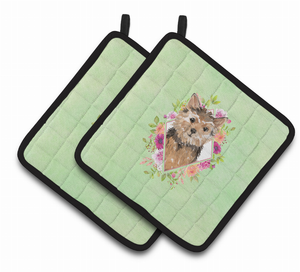 Dogs and Flowers Pair of Pot Holders - 194030080214