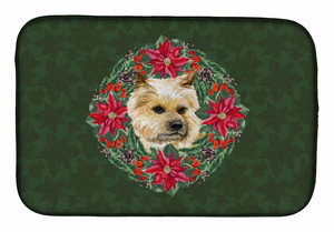 Poinsettia Wreath Dog on Dish Drying Mat - 652259253524