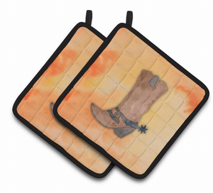 Western Watercolor Pair of Pot Holders - 638508838957