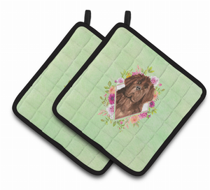 Dogs and Flowers Pair of Pot Holders - 194030080221