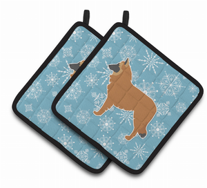 Snowflake and Dog Art Pair of Pot Holders - 638508525444