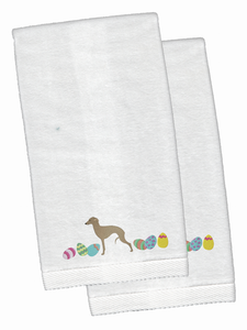 Easter Dog Design White Embroidered Plush Hand Towel Set of 2 - 652259232895