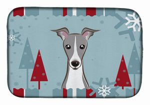 Winter Holiday Dog on Dish Drying Mat - 652259245291