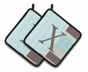 Monogram Stripes on Pair of Pot Holders - 638508377715