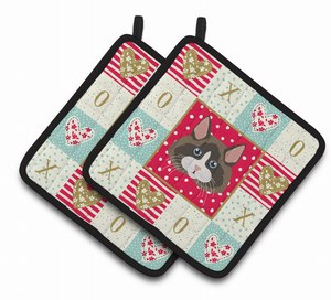 Cat Portrait XOXO on Pair of Pot Holders - 194030119051