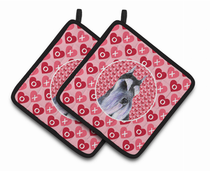 Dog Valentine's Day Portrait Pair of Pot Holders - 638508407429