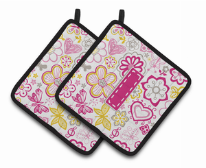 Monogram Floral Pair of Pot Holders - 638508387028