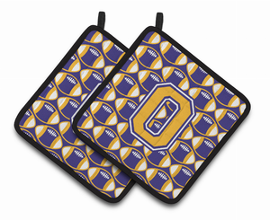 Monogram Football Pair of Pot Holders - 638508400017