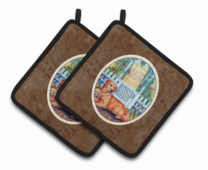 Dog on Pair of Pot Holders - 638508401106