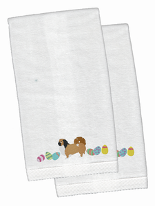 Easter Dog Design White Embroidered Plush Hand Towel Set of 2 - 652259233014