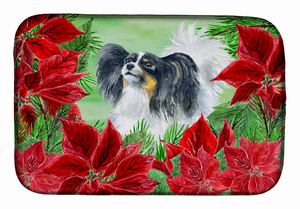 Poinsettias Dog on Dish Drying Mat - 652259252336
