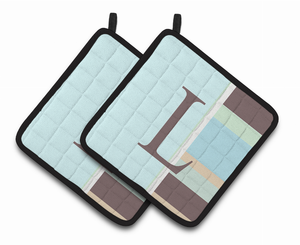 Monogram Stripes on Pair of Pot Holders - 638508377470