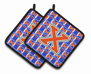 Monogram Football Pair of Pot Holders - 638508394125