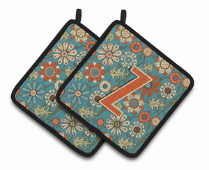 Monogram Floral Pair of Pot Holders - 638508385123