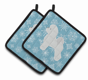 Snowflake and Dog Art Pair of Pot Holders - 638508525284