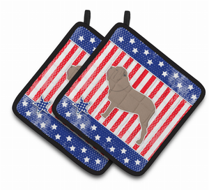 USA Patriotic Dog Art Pair of Pot Holders - 638508524485