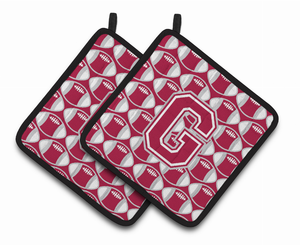 Monogram Football Pair of Pot Holders - 638508400192
