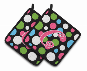 Monogram Polkadots Pair of Pot Holders - 638508370198