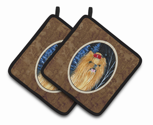 Starry Night Yorkie Pair of Pot Holders - 638508380715