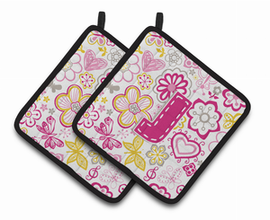 Monogram Floral Pair of Pot Holders - 638508387035