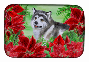 Poinsettias Dog on Dish Drying Mat - 652259252152