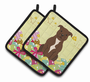 Easter Eggs Dog Pair of Pot Holders - 638508766380