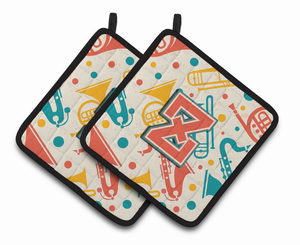 Monogram Retro Pair of Pot Holders - 638508386168