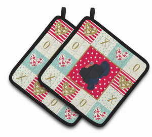 Turkey Hen XOXO on Pair of Pot Holders - 194030132159