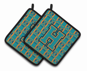 Monogram Football Pair of Pot Holders - 638508399687