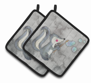 Animal Bathing Watercolor Pair of Pot Holders - 638508838766