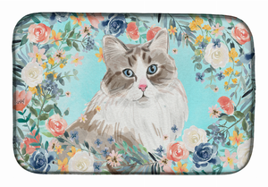 cat breed/Flowers art Dish Drying Mat - 194030017708