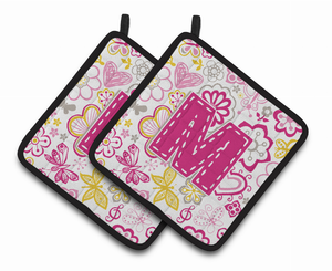 Monogram Floral Pair of Pot Holders - 638508387066