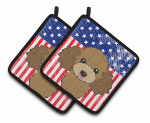 American Flag and Dog on Oven Mitt - 638508389428
