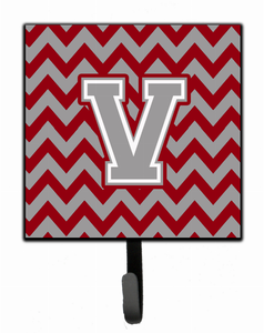 Letter Chevron Crimson and Grey   Leash or Key Holder - 638508305985