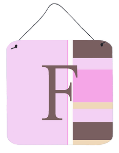 Monogram - Pink Stripes Wall or Door Hanging Prints - 615872639755