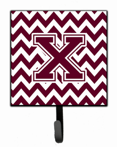Letter Chevron Maroon and White  Leash or Key Holder - 638508308009