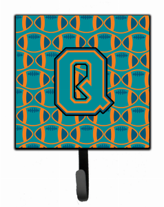 Letter Football Aqua, Orange and Marine Blue Leash or Key Holder - 638508310767