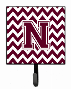 Letter Chevron Maroon and White  Leash or Key Holder - 638508307903