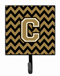 Letter Chevron Black and Gold  Leash or Key Holder - 638508307545