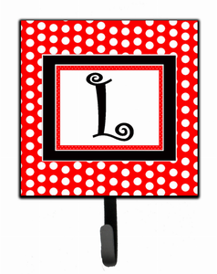 Letter Initial  - Red Black Polka Dots Leash or Key Holder - 615872515394