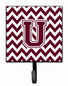 Letter Chevron Maroon and White  Leash or Key Holder - 638508307972