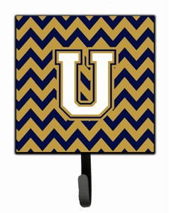 Letter Chevron Navy Blue and Gold Leash or Key Holder - 638508309242