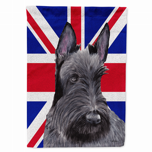Dog with English Union Jack British Flag Garden Size Flag - 615872818808